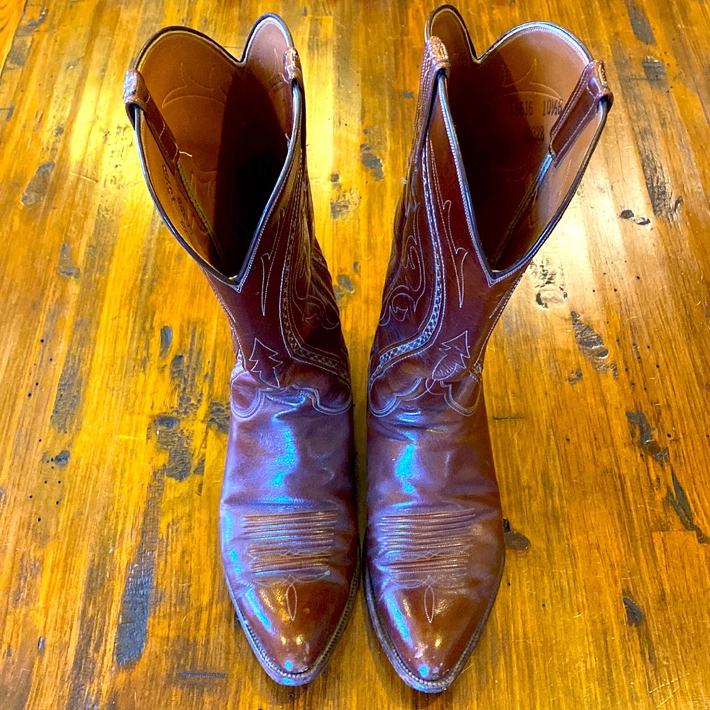 Lucchese Vintage Handmade Leather Cowboy Boots in size 10.5 B